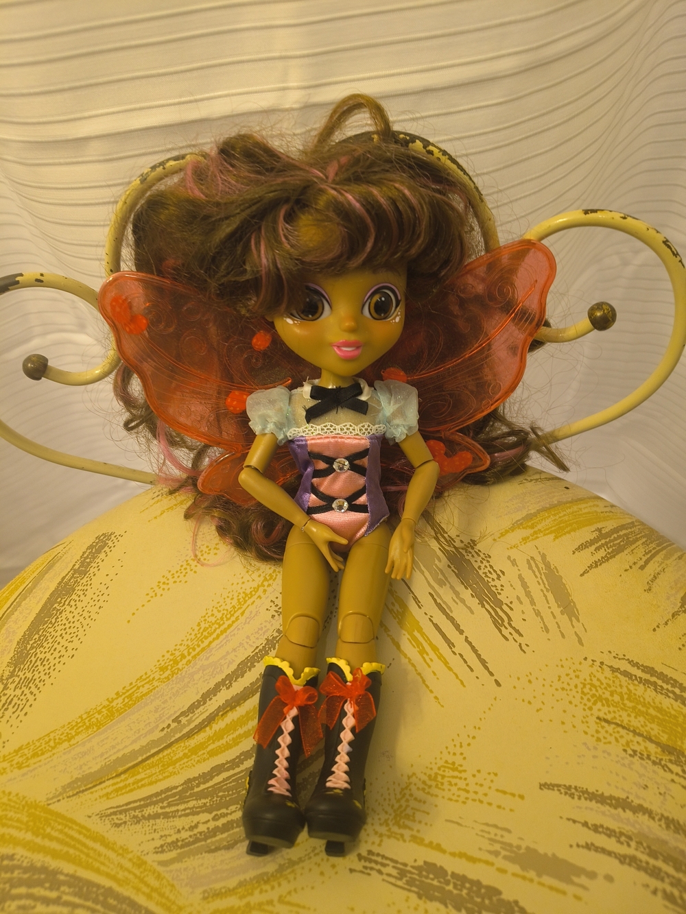 Girls Orange and Purple Fairy Costume Doll Outfit - Unbranded